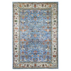 8'x11'8" Blue Peshawar with Bijar Garus Design Hand Knotted Wool Oriental Rug