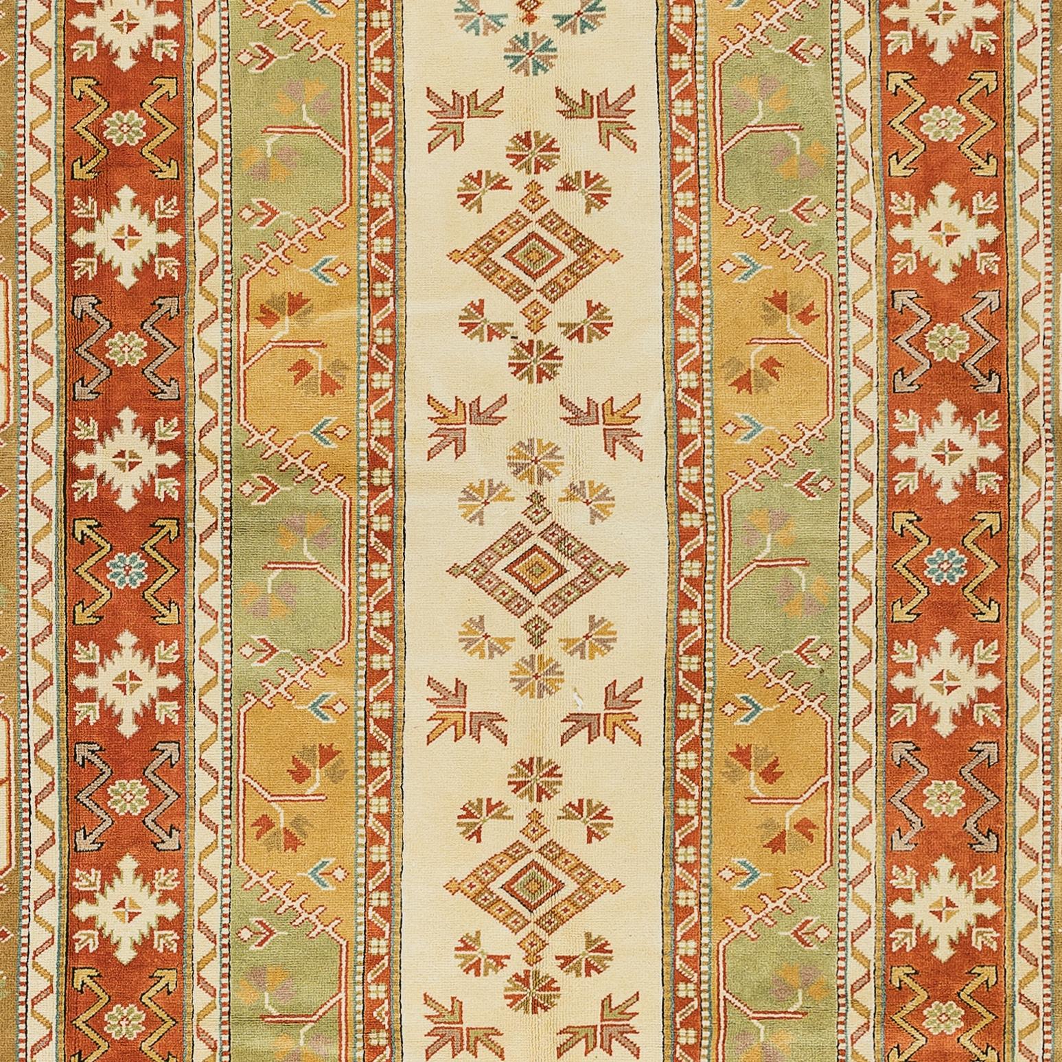 Hand-Knotted 8x11.8 Ft Modern Unique Large Area Rug, Handmade Turkish Milas Carpet, 100% Wool For Sale