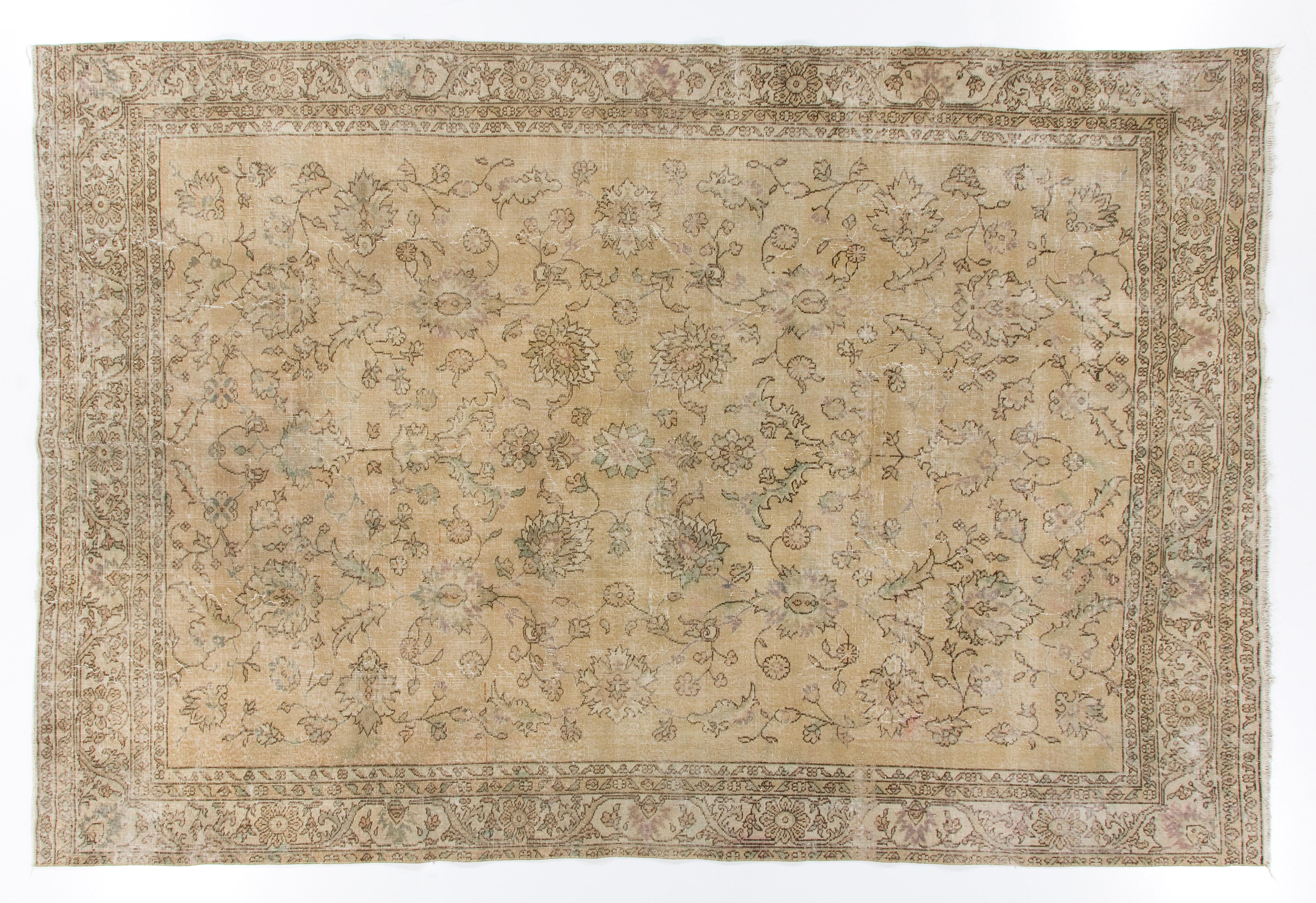 20th Century 8x11.8 Ft Vintage Hand-knotted Antique Washed Turkish Oushak Wool Rug For Sale