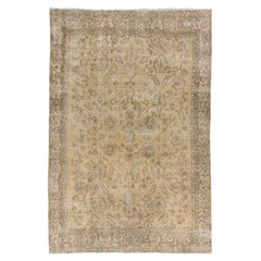 8x11.8 Ft Retro Hand-knotted Antique Washed Turkish Oushak Wool Rug