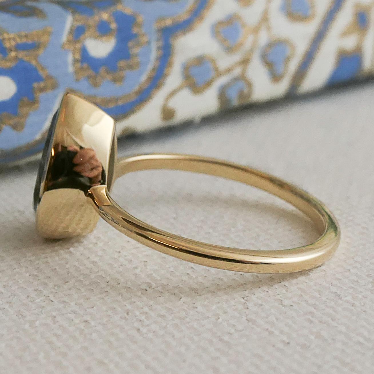 Bague aigue-marine de 8 x 11 mm en or jaune 14 carats - Taille 7 Pour femmes en vente