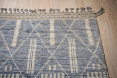 8x12 Blue Hand-Knotted Wool Linear Diamond Grid Tribal Modern Carpet Rug