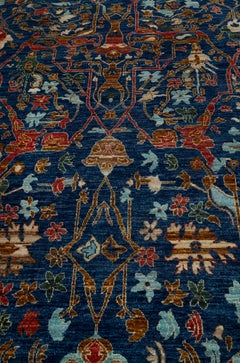8x12 Blue Red Persian Garden Hand Made Wool Rug ( OAC-19)