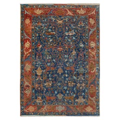 8x12 Blue Red Persian Garden Hand Made Wool Rug ( OAC-19)