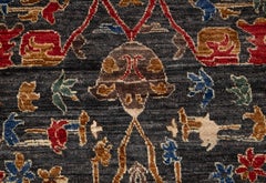 8x12 Charcoal Red Persian Garden Hand Made Wool Rug ( OAC-20)