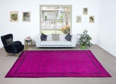 8x12 Ft Decorative Pink Large Rug for Modern Interiors, Handmade in Turkey