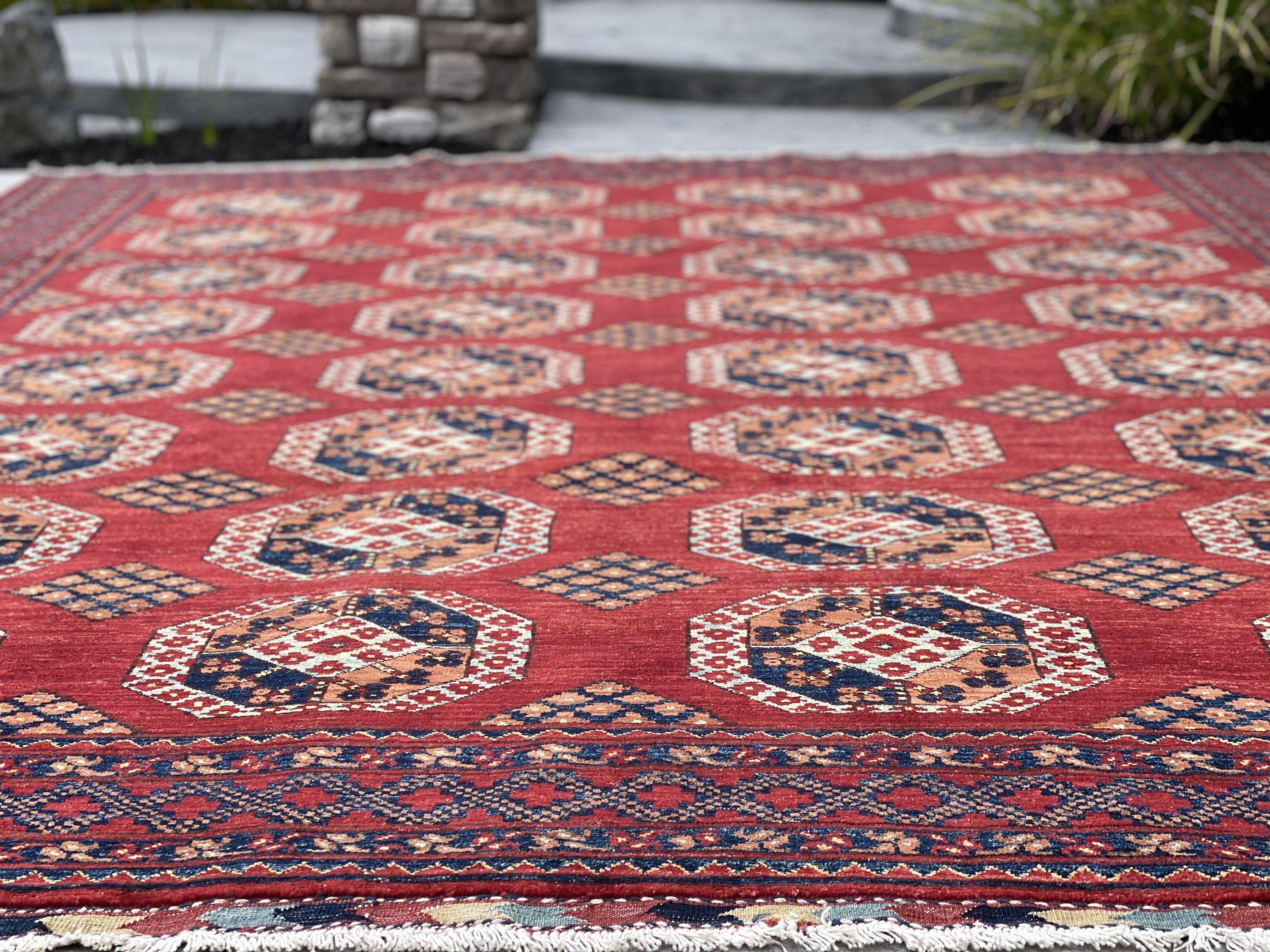 Contemporary Hand-Knotted Afghan Bokhara Rug Premium Hand-Spun Afghan Wool Fair Trade For Sale