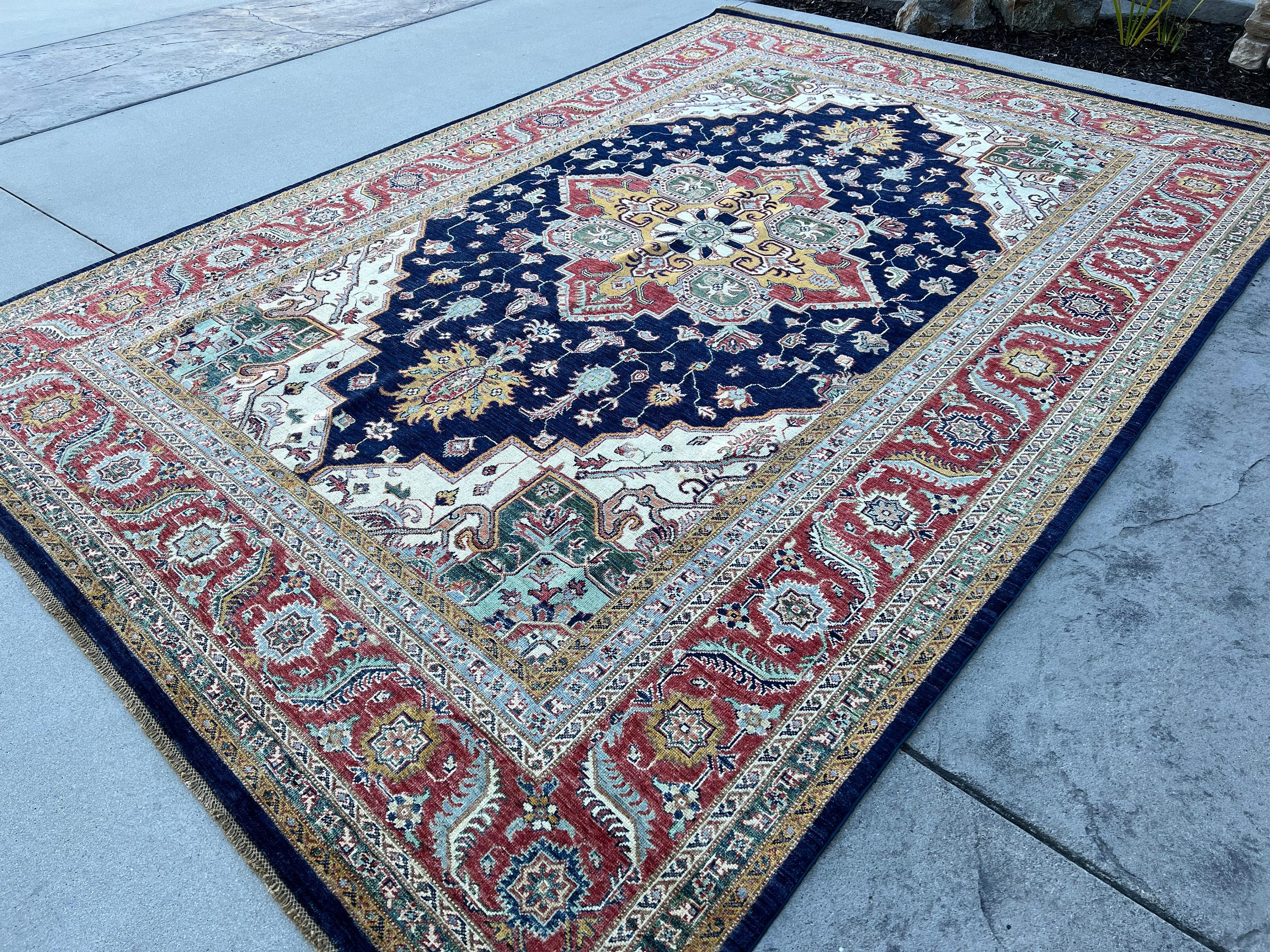 Hand-Knotted Afghan Heriz Rug Premium Hand-Spun Afghan Wool Fair Trade In New Condition For Sale In San Marcos, CA