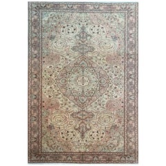 8x12 Hand Knotted Gold and Peach Old Turkish Kayseri Area Rug