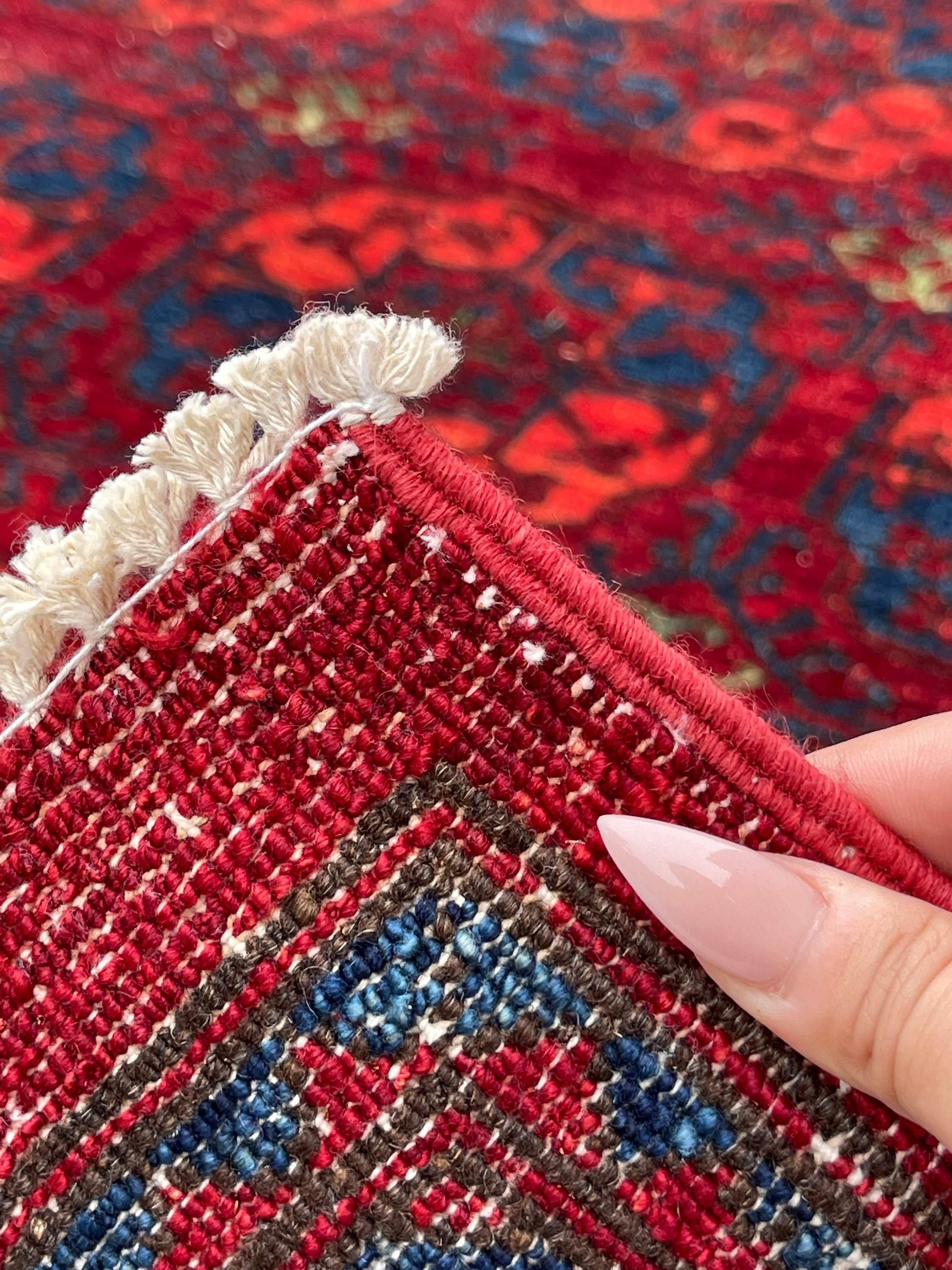 8x12 Hand-Knotted Turkmen Afghan Rug Premium Hand-Spun Afghan Wool Fair Trade For Sale 6