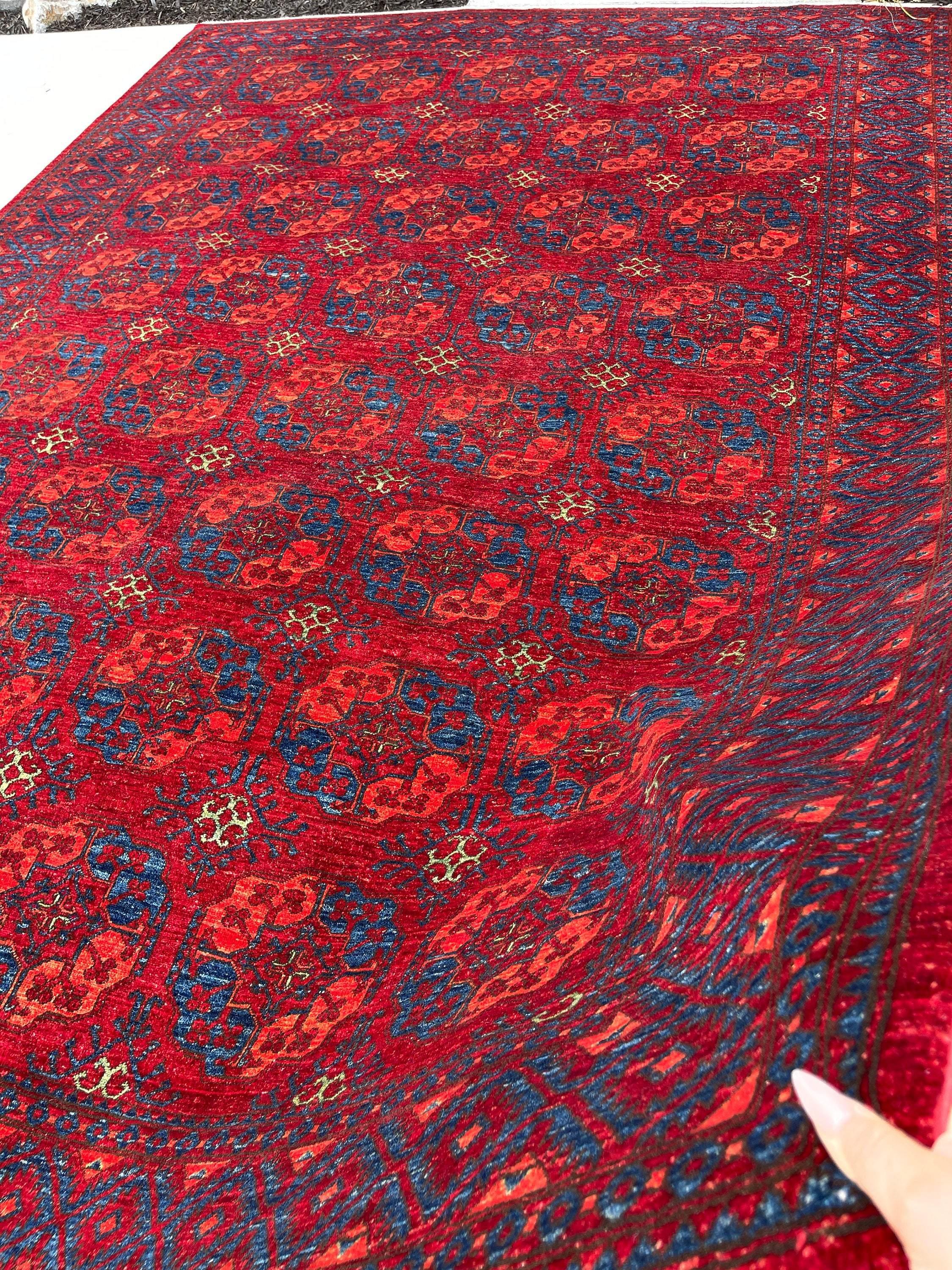 8x12 Hand-Knotted Turkmen Afghan Rug Premium Hand-Spun Afghan Wool Fair Trade For Sale 2