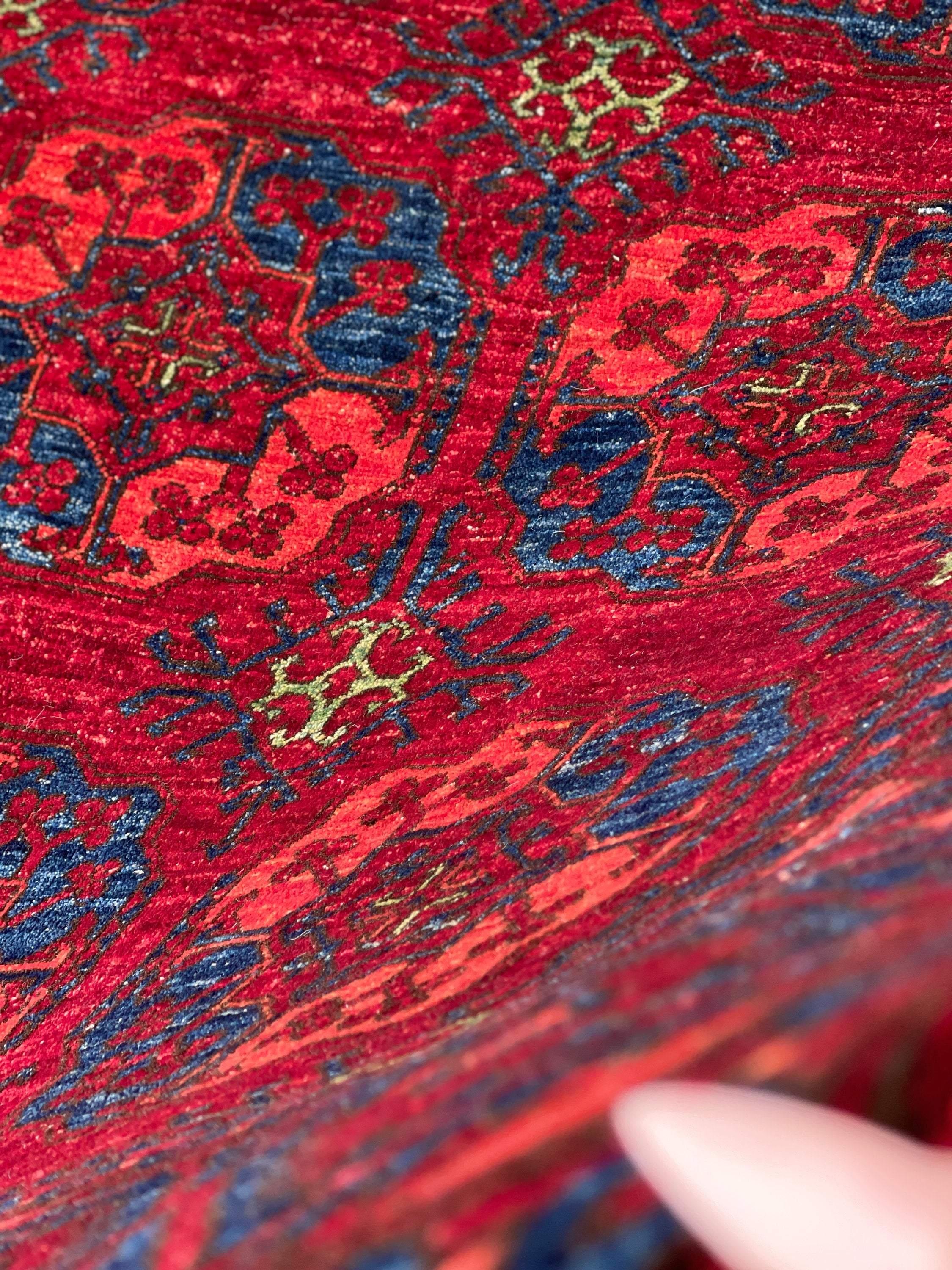 8x12 Hand-Knotted Turkmen Afghan Rug Premium Hand-Spun Afghan Wool Fair Trade For Sale 3