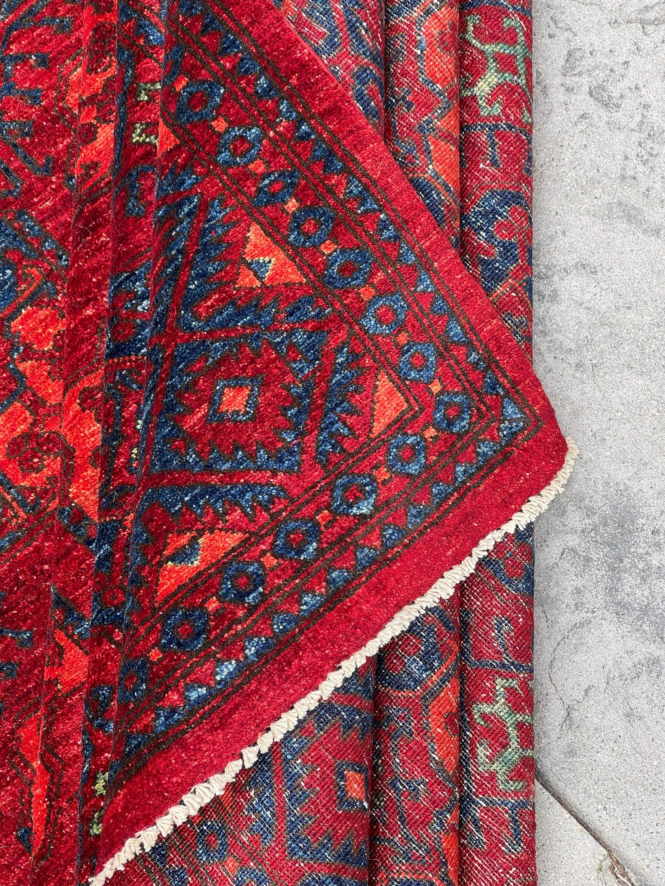 8x12 Hand-Knotted Turkmen Afghan Rug Premium Hand-Spun Afghan Wool Fair Trade For Sale 4