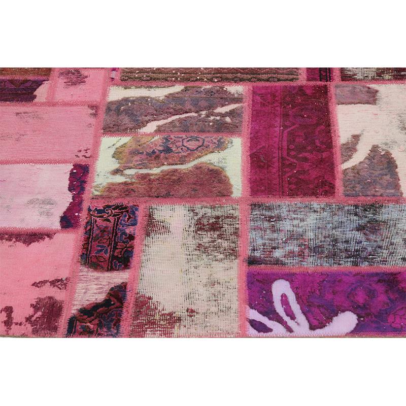 Modern Vintage Overdyed Persian Patchwork Rug For Sale