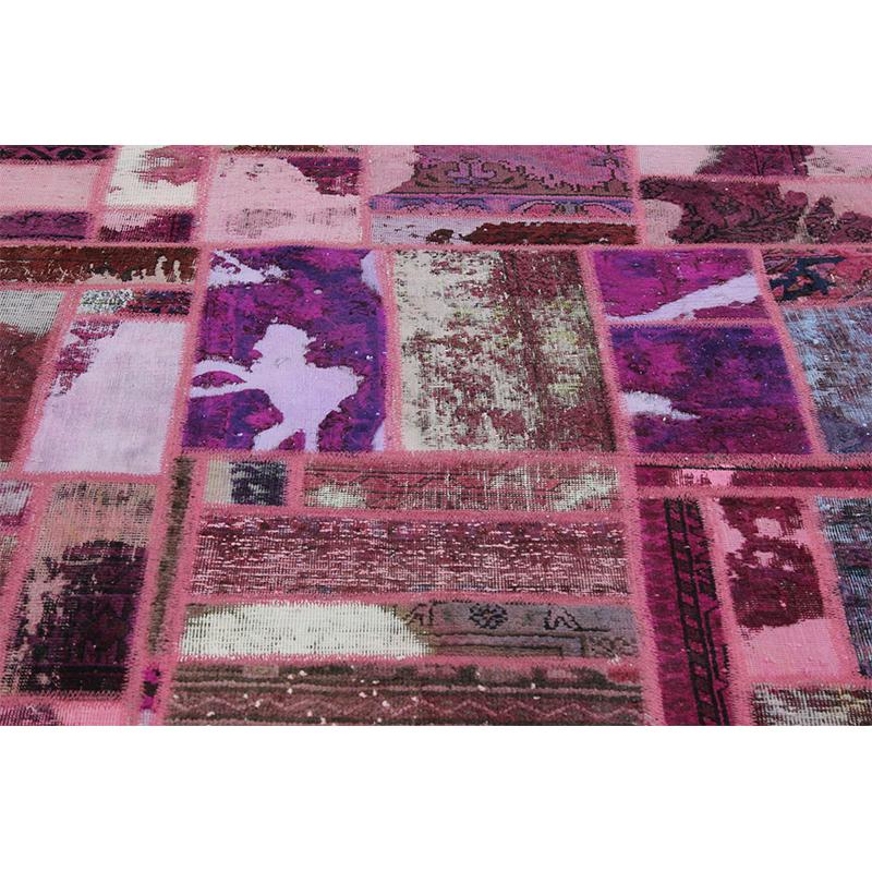 Hand-Woven Vintage Overdyed Persian Patchwork Rug For Sale