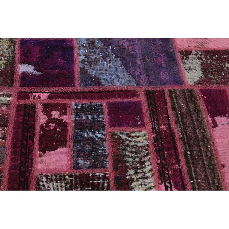 Vintage Overdyed Persian Patchwork Rug For Sale at 1stDibs