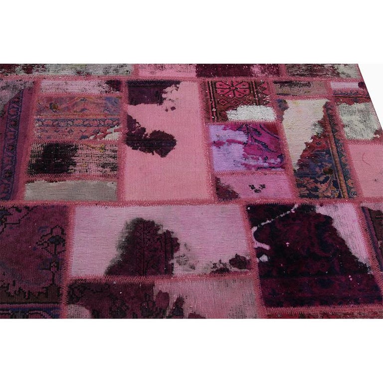 Vintage Overdyed Persian Patchwork Rug For Sale at 1stDibs