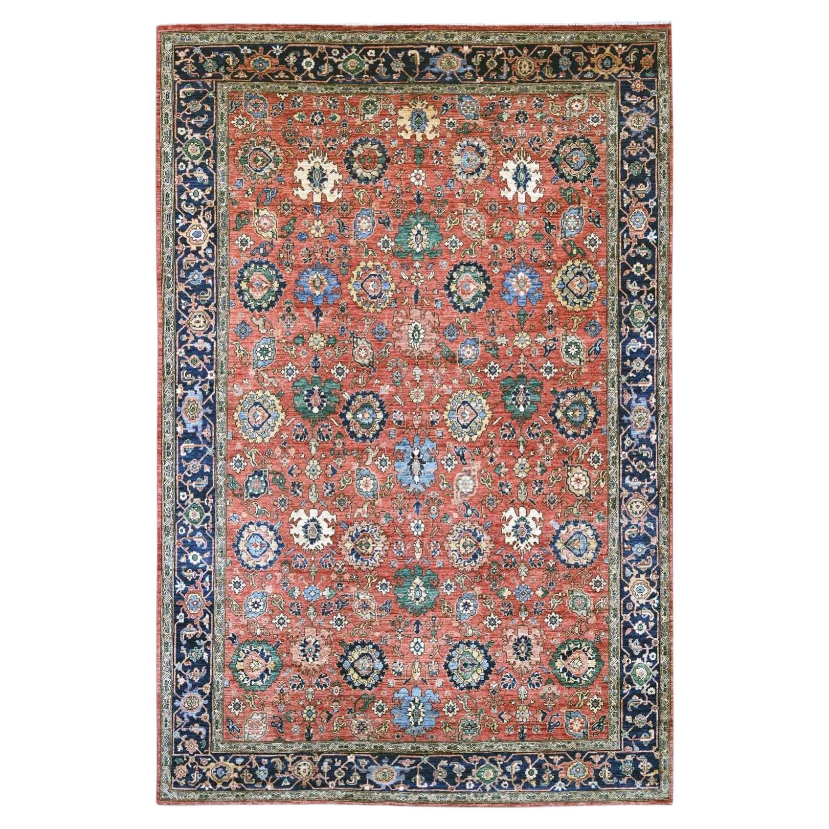8'x12'1" Red Northwest Persian with All Over Design Hand Knotted Pure Wool Rug