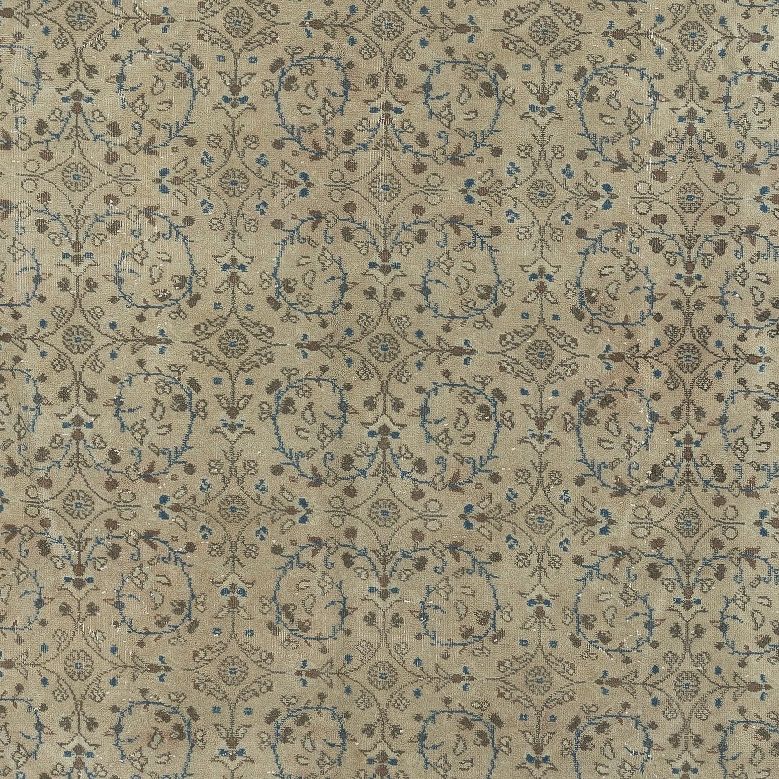 8x12.2 Ft Einzigartiger Vintage-Teppich. Handgefertigter türkischer Teppich mit floralem Design (Handgeknüpft) im Angebot