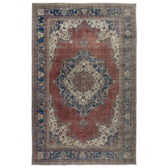 8x12.3 Ft Handgeknüpfter Teppich aus türkischer Wolle. Einzigartiger großer Vintage-Teppich