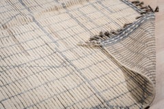 8x13 Elfenbeinfarbener handgeknüpfter Wollteppich Linear Blockwork Tribal Modern Carpet Rug