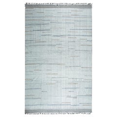 8x13 Elfenbeinfarbener handgeknüpfter Wollteppich Linear Blockwork Tribal Modern Carpet Rug