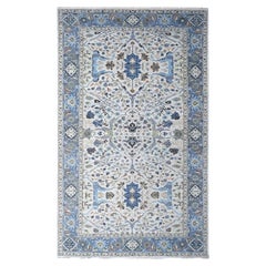8'x13'9" White Denser Weave Oushak with Floral Motifs Hand Knotted Wool Rug