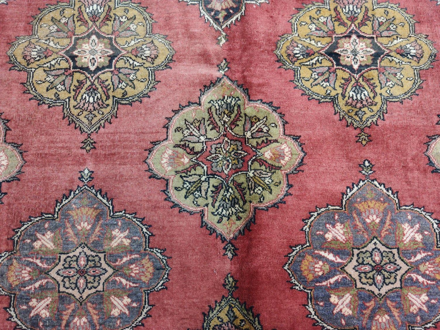 8x14 Ft Early 20th Century Hand-knotted Turkish Oushak Wool Area Rug 3