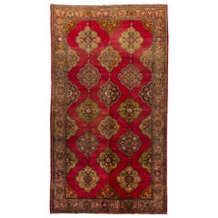 8x14 Ft Early 20th Century Hand-knotted Turkish Oushak Wool Area Rug