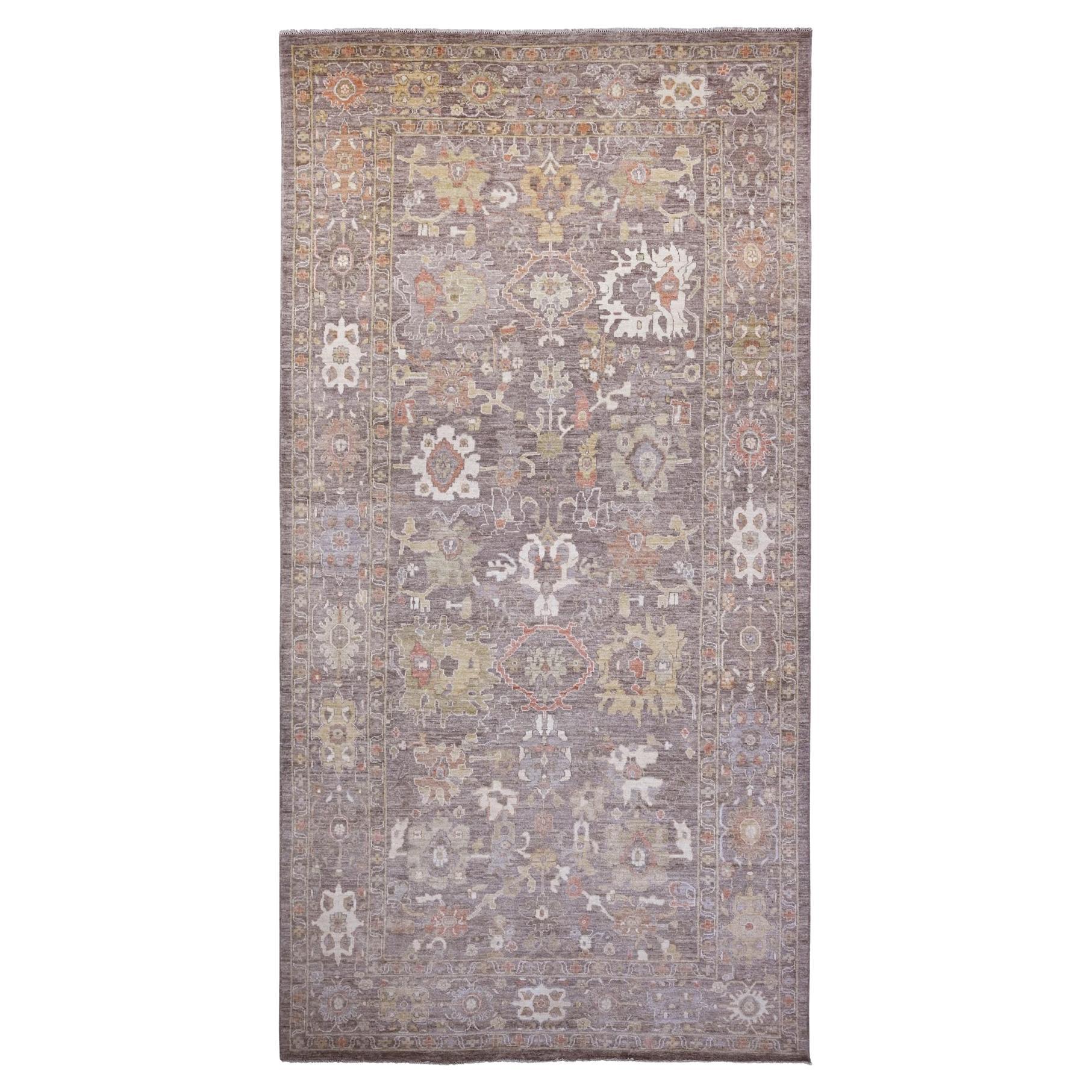 8'x15'7" Pecan Brown Pure Wool Afghan Angora Oushak Hand Knotted Oriental Rug
