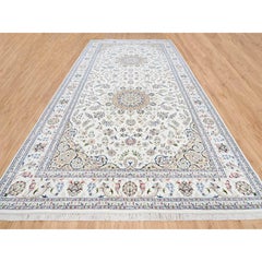 8'x16'2" Ivory Nain 250 KPSI Pure Wool Hand Knotted Gallery Size Runner Rug