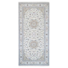 8'x16'2" Ivory Nain 250 KPSI Pure Wool Hand Knotted Gallery Size Runner Rug 8'x16'2" Ivory Nain 250 KPSI Pure Wool Hand Knotted Gallery Size Runner Rug