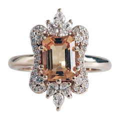 8x6MM Citrine Diamond Yellow Gold Engagement Ring