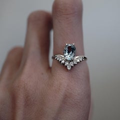 Oval Aquamarine Diamond White Gold Engagement Ring