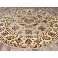 8'x7'9" Pale Goldenrod Special Kazak Wool Hand Knotted Oriental Rug