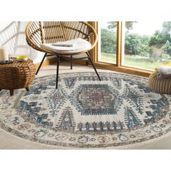 8'x8' Alabaster Ivory Wool Reimagined Viss Design Hand Knotted Round Rug