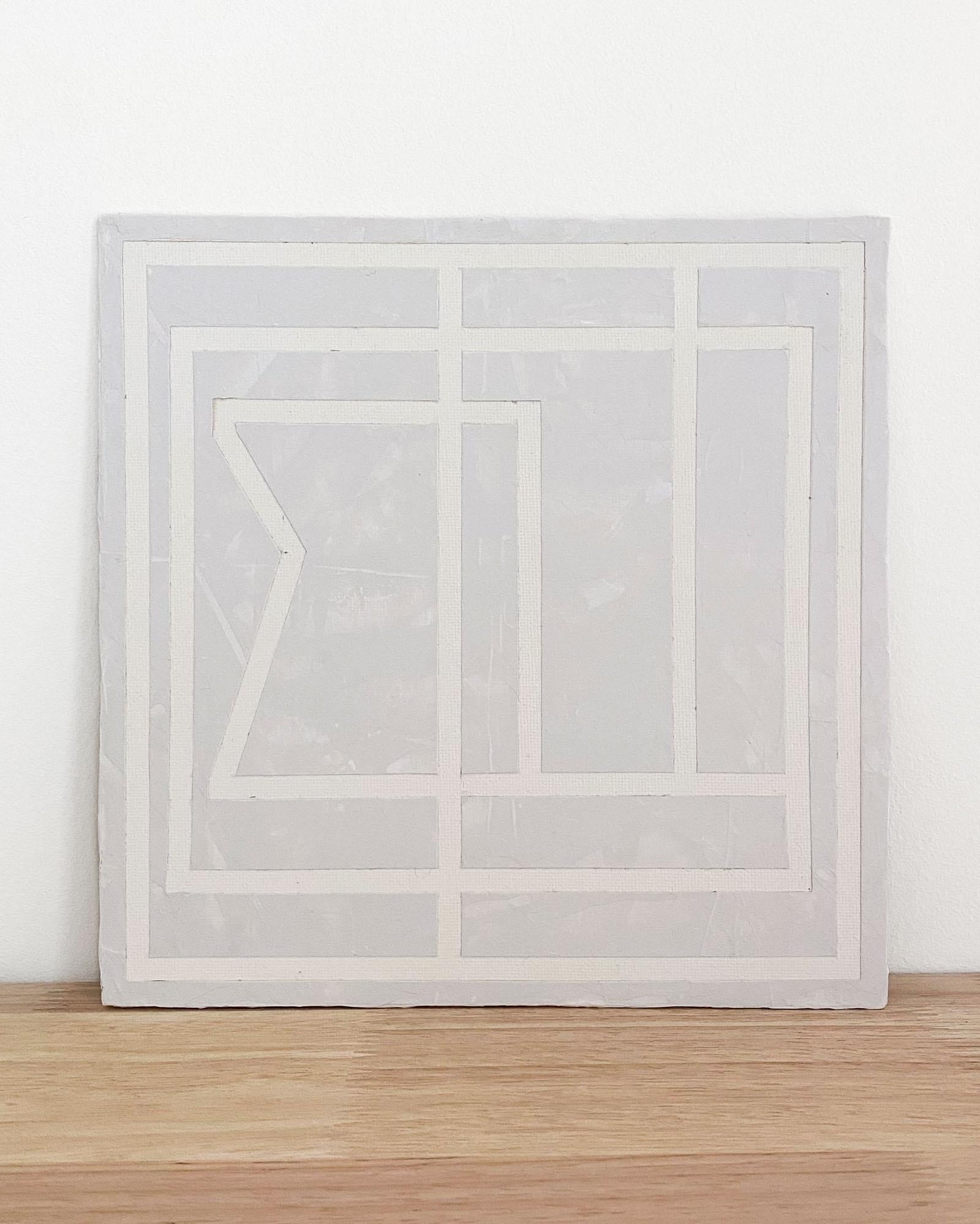 Moderne 8x8 Architectural Abstract #16 par Lynnea Jean, Acrylique et Gesso en vente
