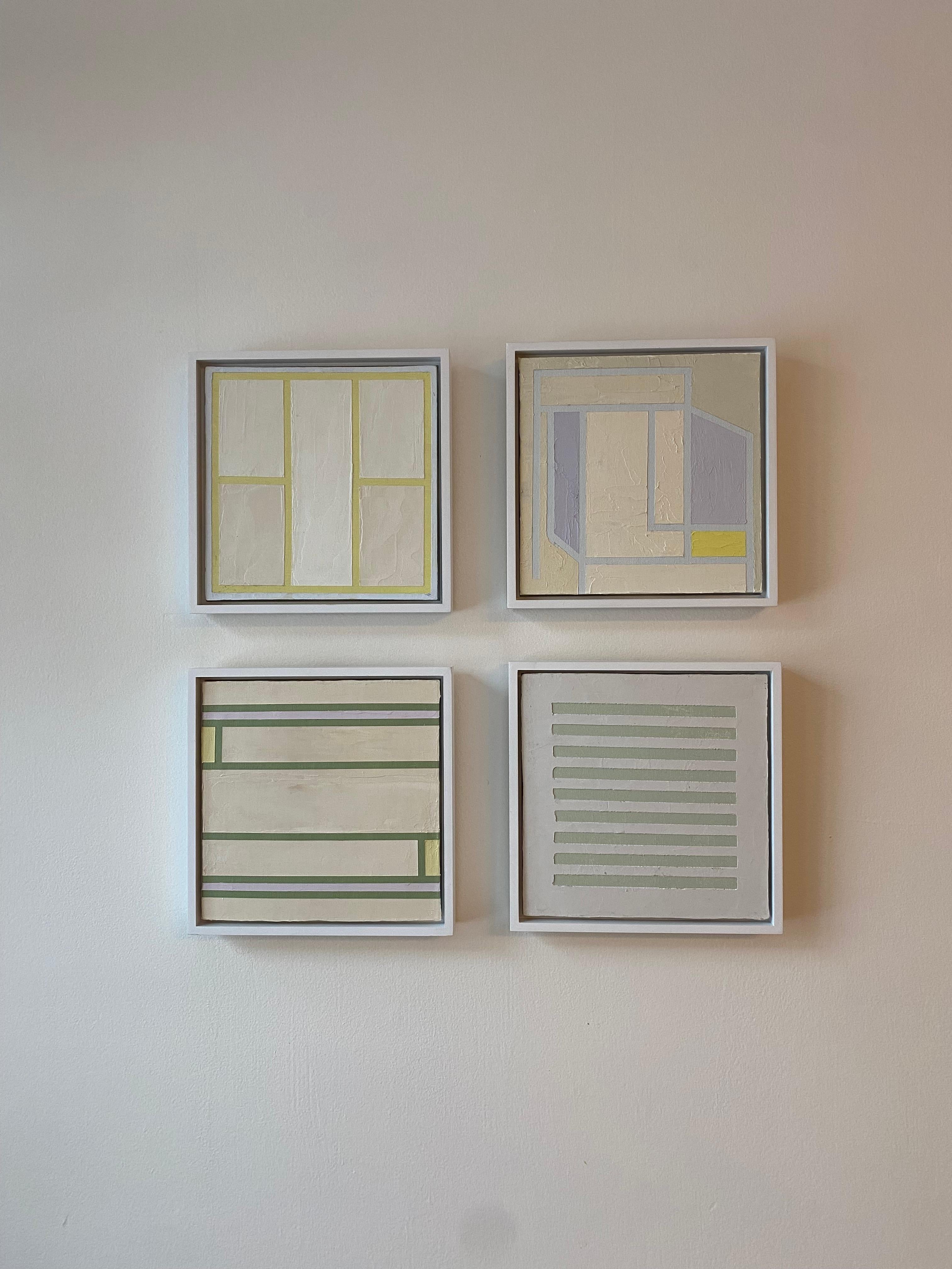 8x8 Architectural Abstract #4 by Lynnea Jean, Acrylic and Gesso In New Condition For Sale In Aitkin, MN