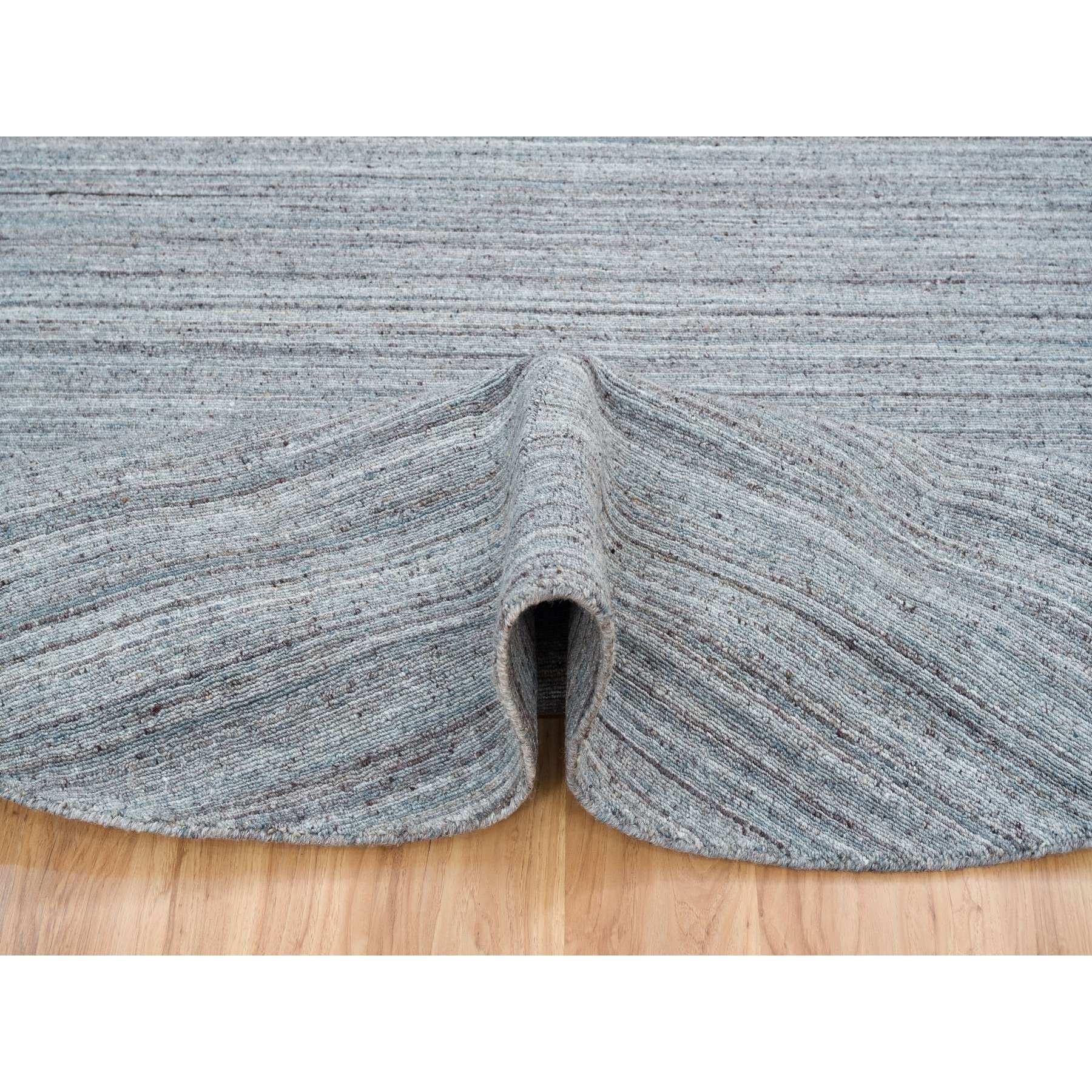 8'x8' Arsenic Gray Modern Striae Design Wolle handgewebte Runde Orientteppich (Handgeknüpft) im Angebot