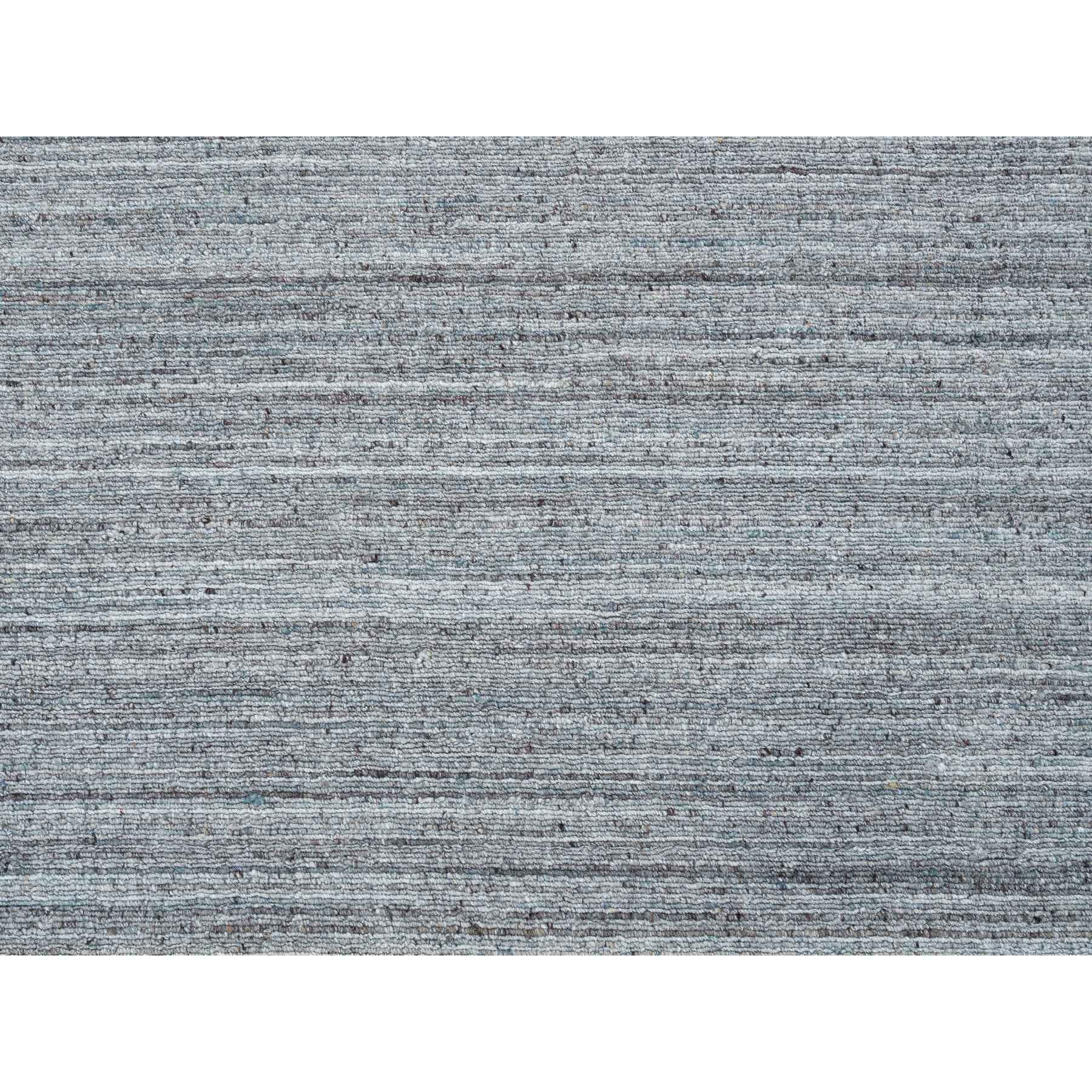 8'x8' Arsenic Gray Modern Striae Design Wolle handgewebte Runde Orientteppich im Angebot 1