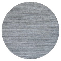 8'x8' Arsenic Gray Modern Striae Design Wolle handgewebte Runde Orientteppich