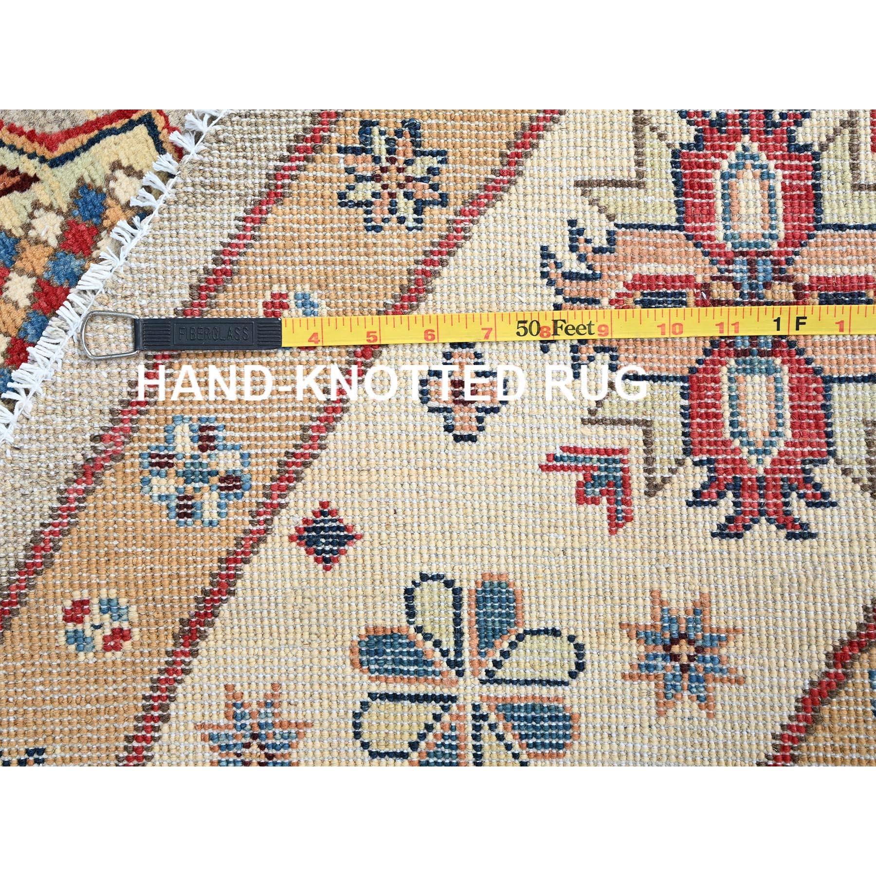8'x8' Bamboo Brown Special Kazak Geometrisches Design Wolle Handgeknüpft Teppich im Angebot 4