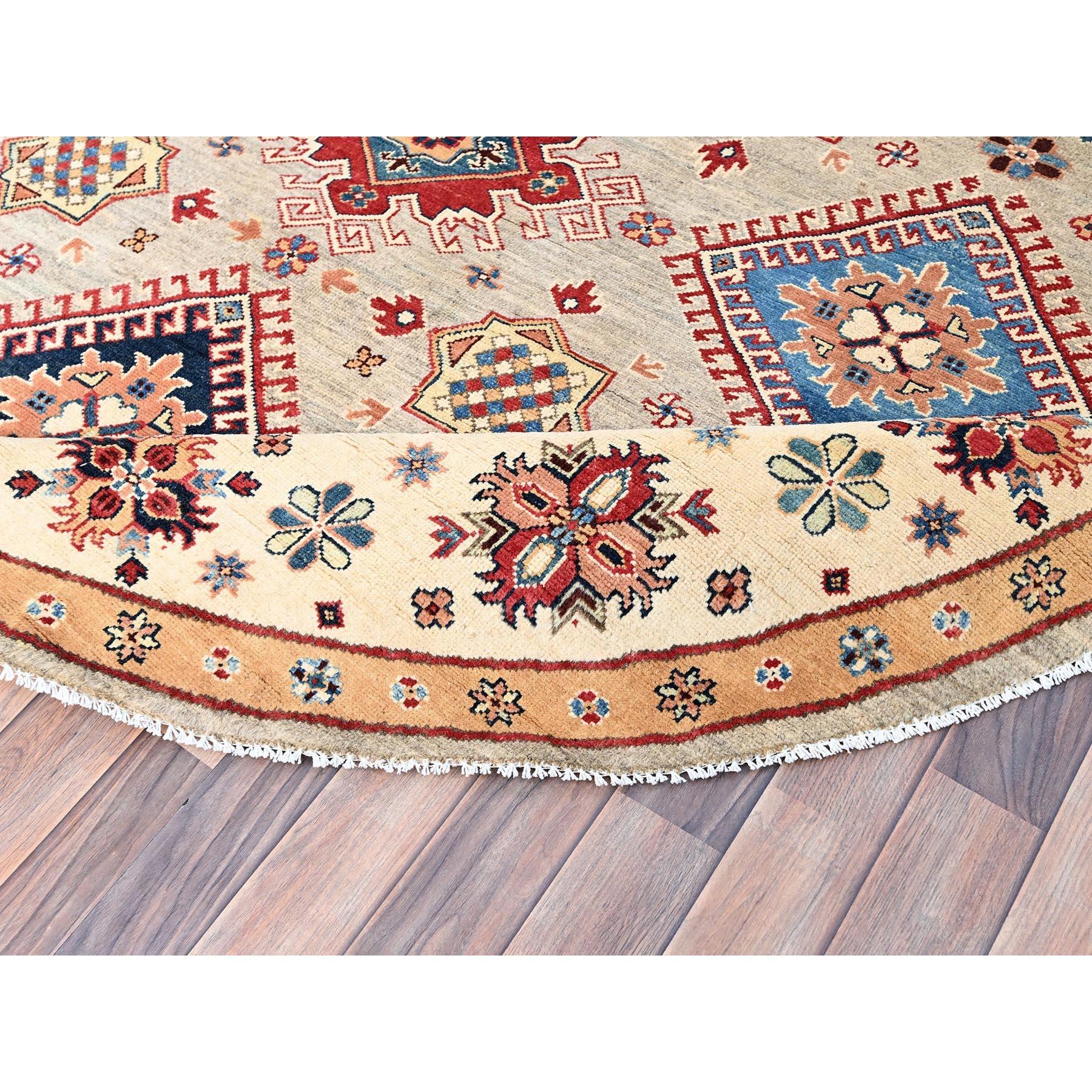 8'x8' Bamboo Brown Special Kazak Geometrisches Design Wolle Handgeknüpft Teppich (Afghanisch) im Angebot