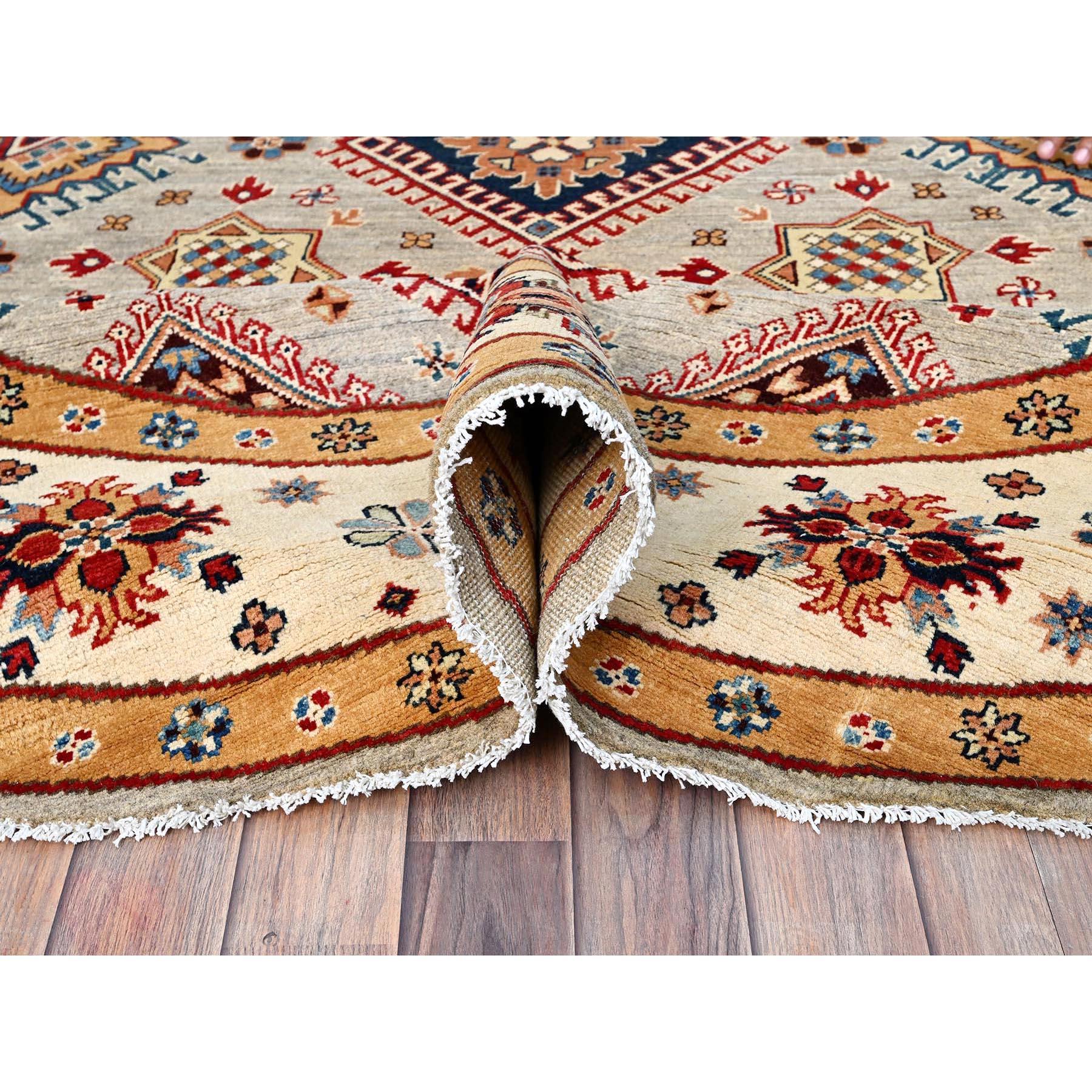 8'x8' Bamboo Brown Special Kazak Geometrisches Design Wolle Handgeknüpft Teppich im Zustand „Neu“ im Angebot in Carlstadt, NJ