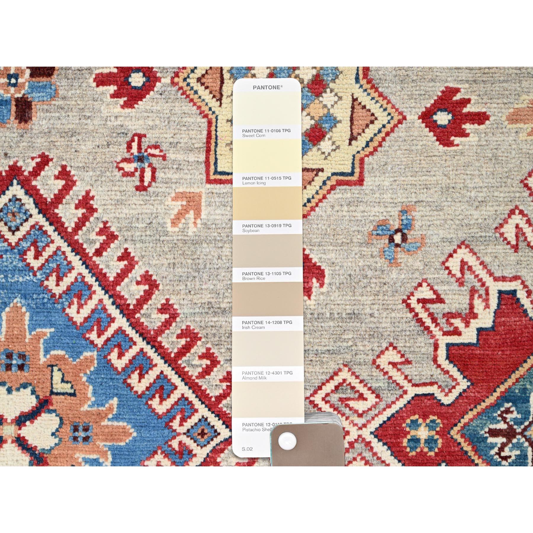 8'x8' Bamboo Brown Special Kazak Geometrisches Design Wolle Handgeknüpft Teppich (21. Jahrhundert und zeitgenössisch) im Angebot