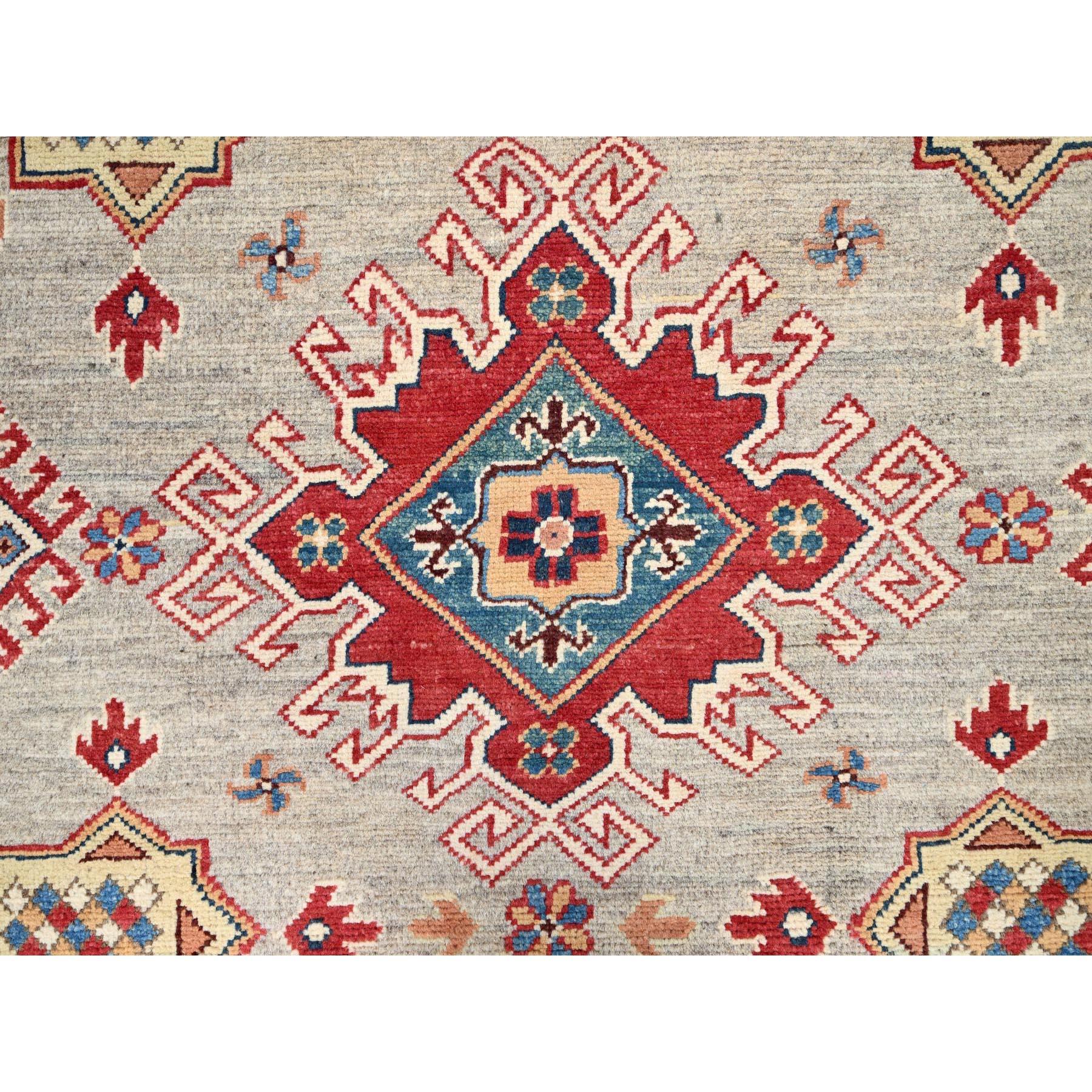 8'x8' Bamboo Brown Special Kazak Geometrisches Design Wolle Handgeknüpft Teppich im Angebot 1
