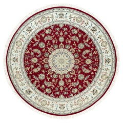 8
x8
 Barn Red 250 KPSI Hand Knotted Nain Soft Wool Oriental Round Rug