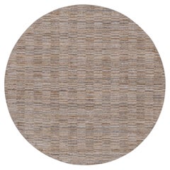 8'x8' runder Polyester-Teppich in der Farbe „Beaver Brown“, handgewebt, modernes Gittermuster