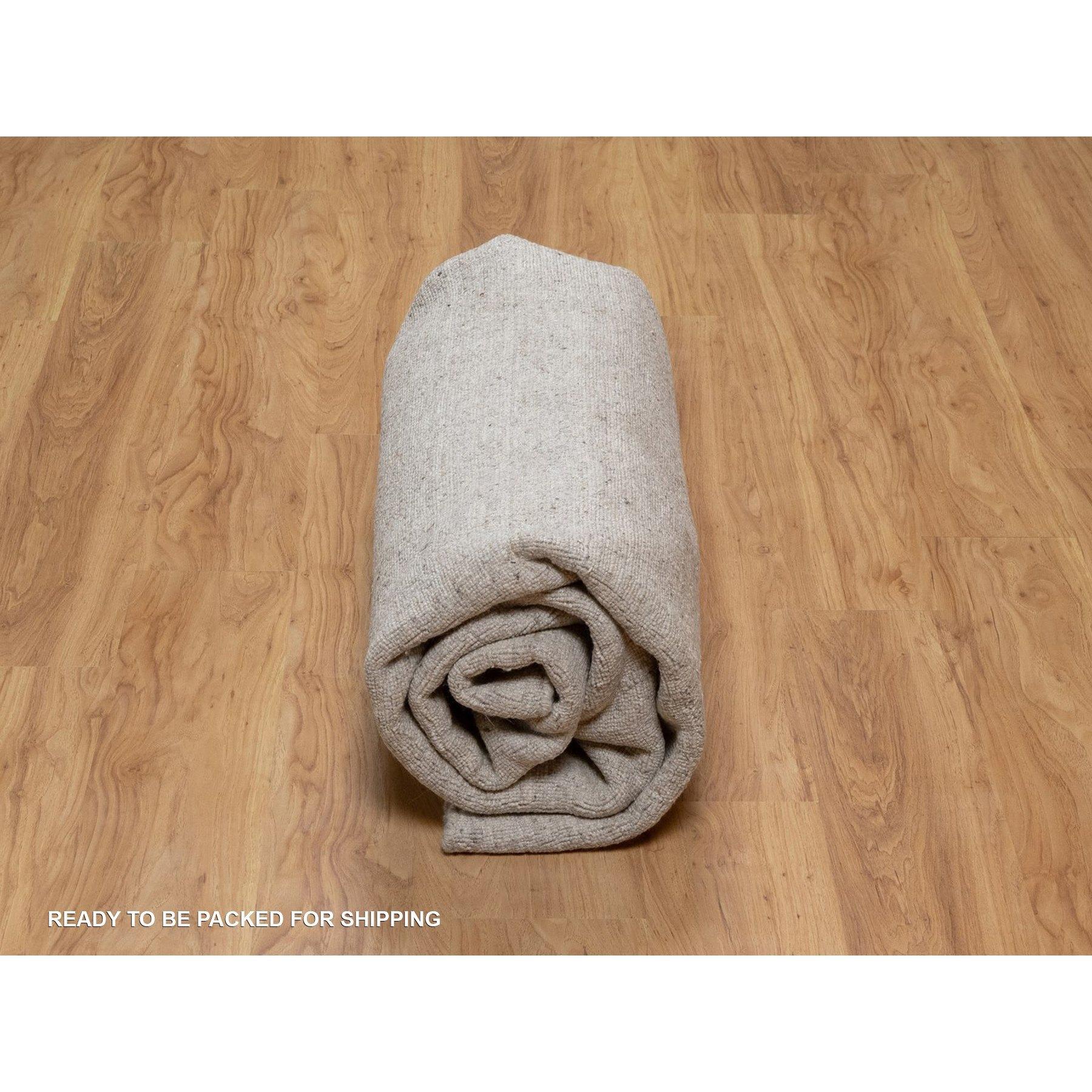 8'x8' Biber Brauner Salz und Pfeffer Effekt Handgewobener Rundteppich aus natürlicher Wolle im Angebot 2