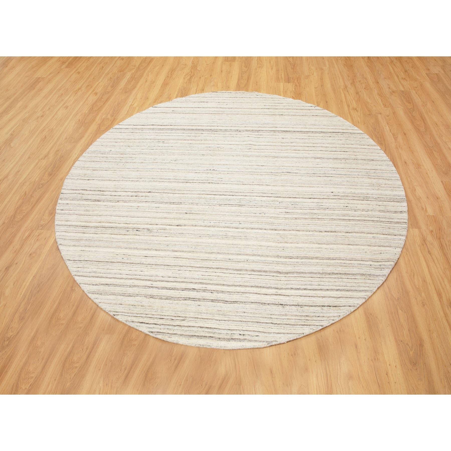 Medieval 8'x8' Beige Hand Loomed Organic Wool Modern Oriental Rug For Sale